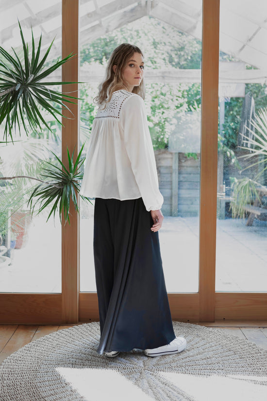 Image Title Lily Shirt - Leather Lace and Silk Crepe De Chine